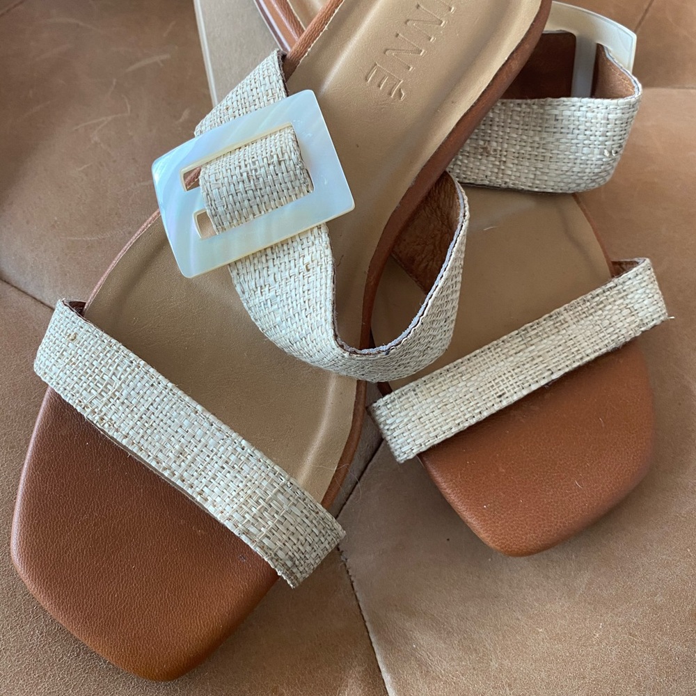 NEW — Inné Raffia Slide Sandal w/ Ivory Shell